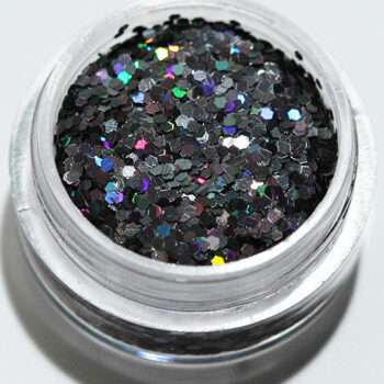 Nagelglitter - Hexagon - Svart rainbow - 8ml - Glitter