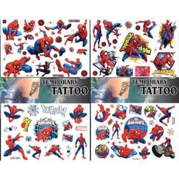 Spiderman tatueringar - 4 ark - Barn tatueringar - Avengers