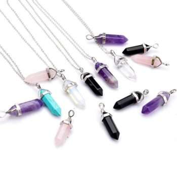 Halsband - Crystal bullets natur sten glas