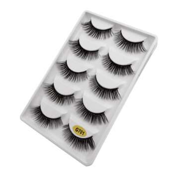 5-par lösögonfransar - 3D faux mink - G701
