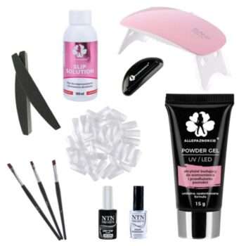 11st Acrylic Gel - Poly Builder Gel Kit med UV-lampa French pink