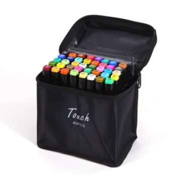 40-Pack - Tuschpennor med Fodral - Dubbelsidiga - Pennor