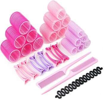 25-Pack Hårrullar, Clips, Kam med Delare, Hårrullare Papiljotter