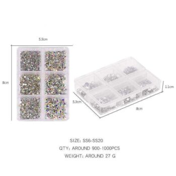 6st Rhinestone i olika storlekar - Zirkon - Nageldekorationer