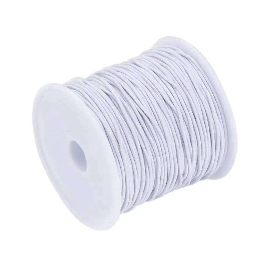 Vit Nylonklädd Elastisk Tråd - Rulle med 50 meter, 0,6 mm