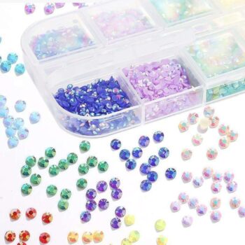 12st Rhinestone i olika storlekar i ask - Nageldekorationer