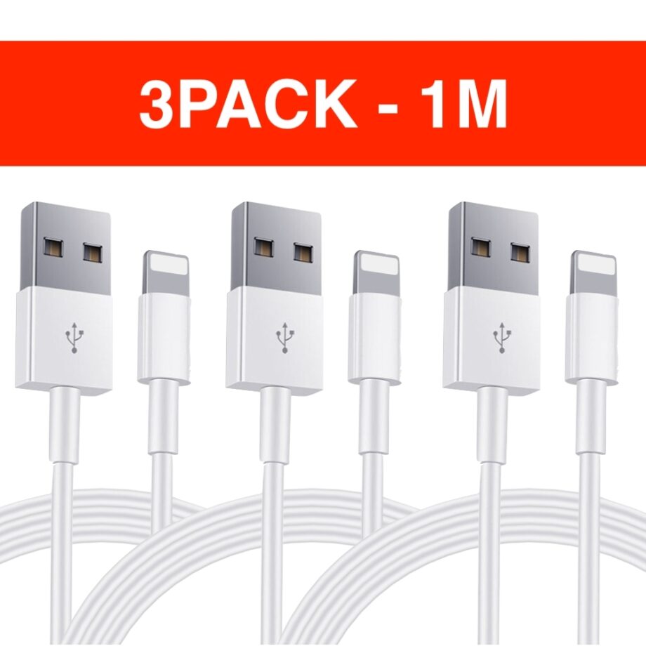 3-PACK USB med Lightning kabel laddning samt överföring 1M
