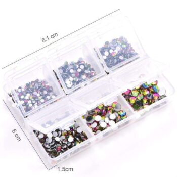 6st Rhinestone i olika storlekar - Zirkon - Nageldekorationer