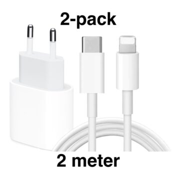 2st iPhone Laddare Snabbladdare - Adapter + Kabel 20W USB-C 2m