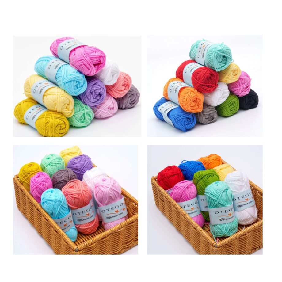 20-pack Bomullsgarn, Cotton Knitting, Crochet Yarn 49m/rulle