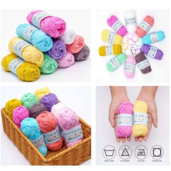20-pack Bomullsgarn, Cotton Knitting, Crochet Yarn 49m/rulle