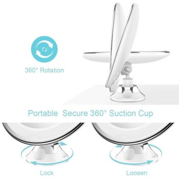 Sminkspegel med Sugkopp, LED-Ljus och x10 Förstoring