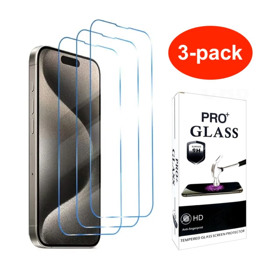 3-pack Härdat glas iPhone 16 - Skärmskydd