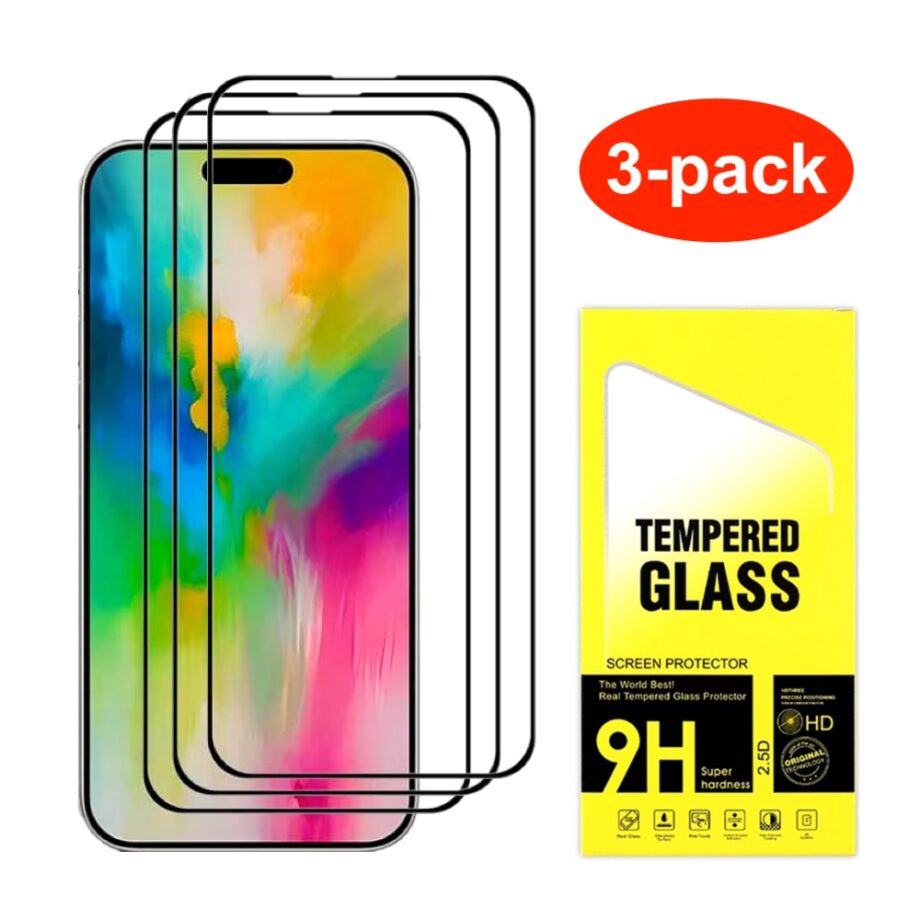 3-pack Härdat glas iPhone 16 - Skärmskydd