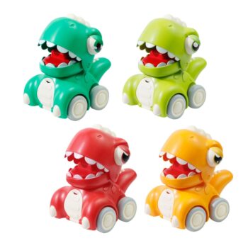 Dinosaurie Lekbil – Tryck & Kör | 4 Färger - Dinosaurie babybilsleksaker