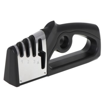 Knivslip 4-i-1 – Kniv- och Saxslip med 3 Steg, Halkfri Bas & Ergonomiskt Grepp